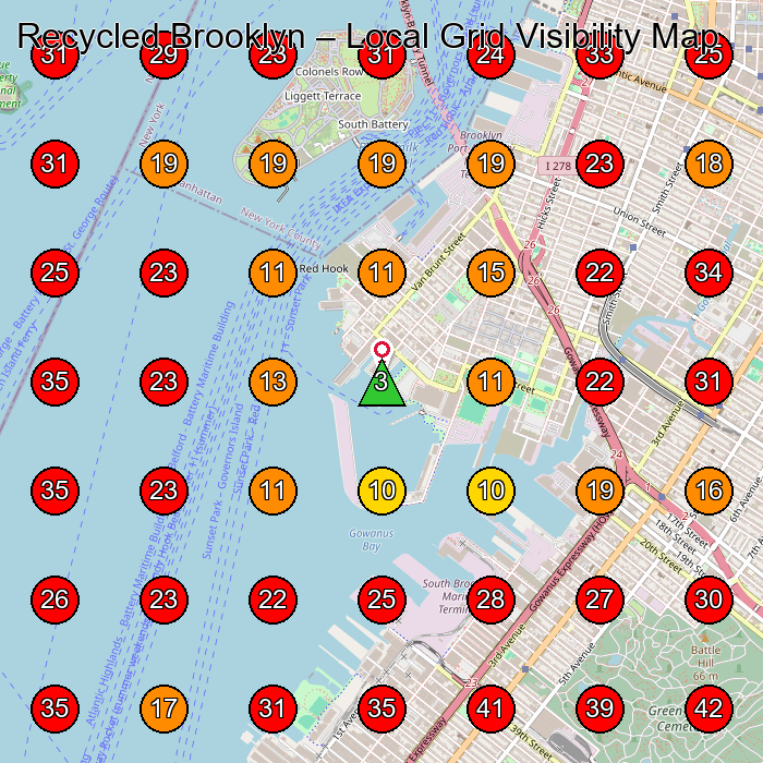 Recycled Brooklyn GeoGrid visibility map for Furniture Manufacturer in Brooklyn